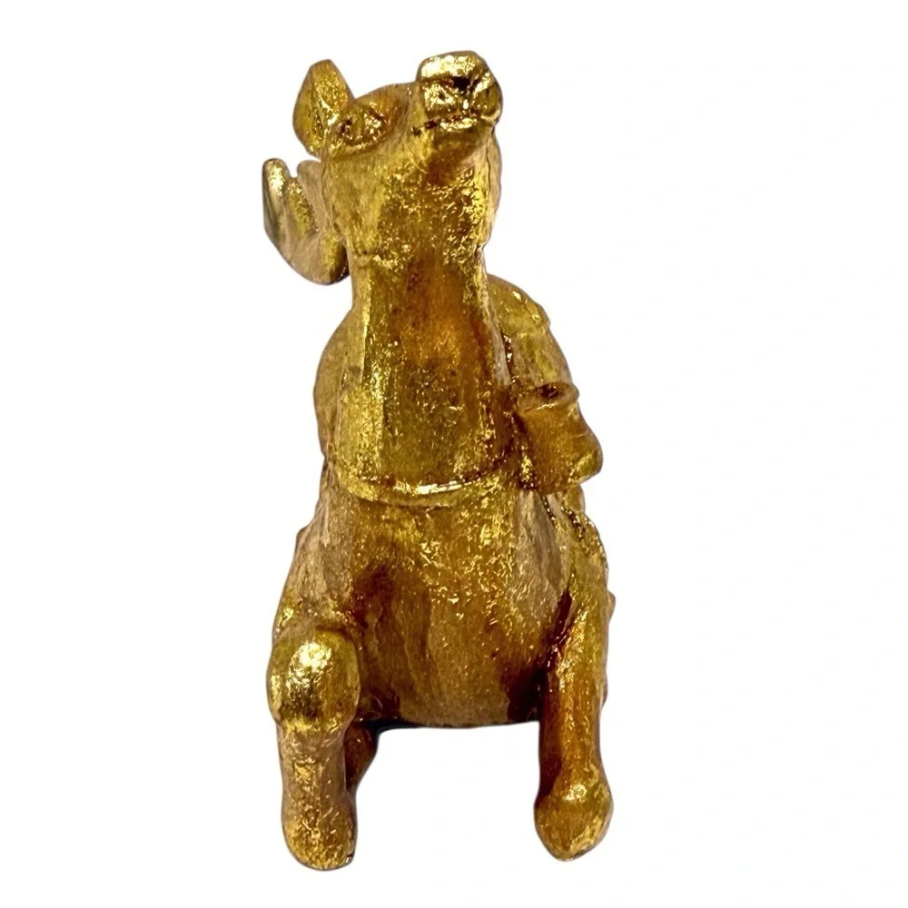 Gold Sitting Reindeer Decorative Holiday/Christmas Figurine GUC